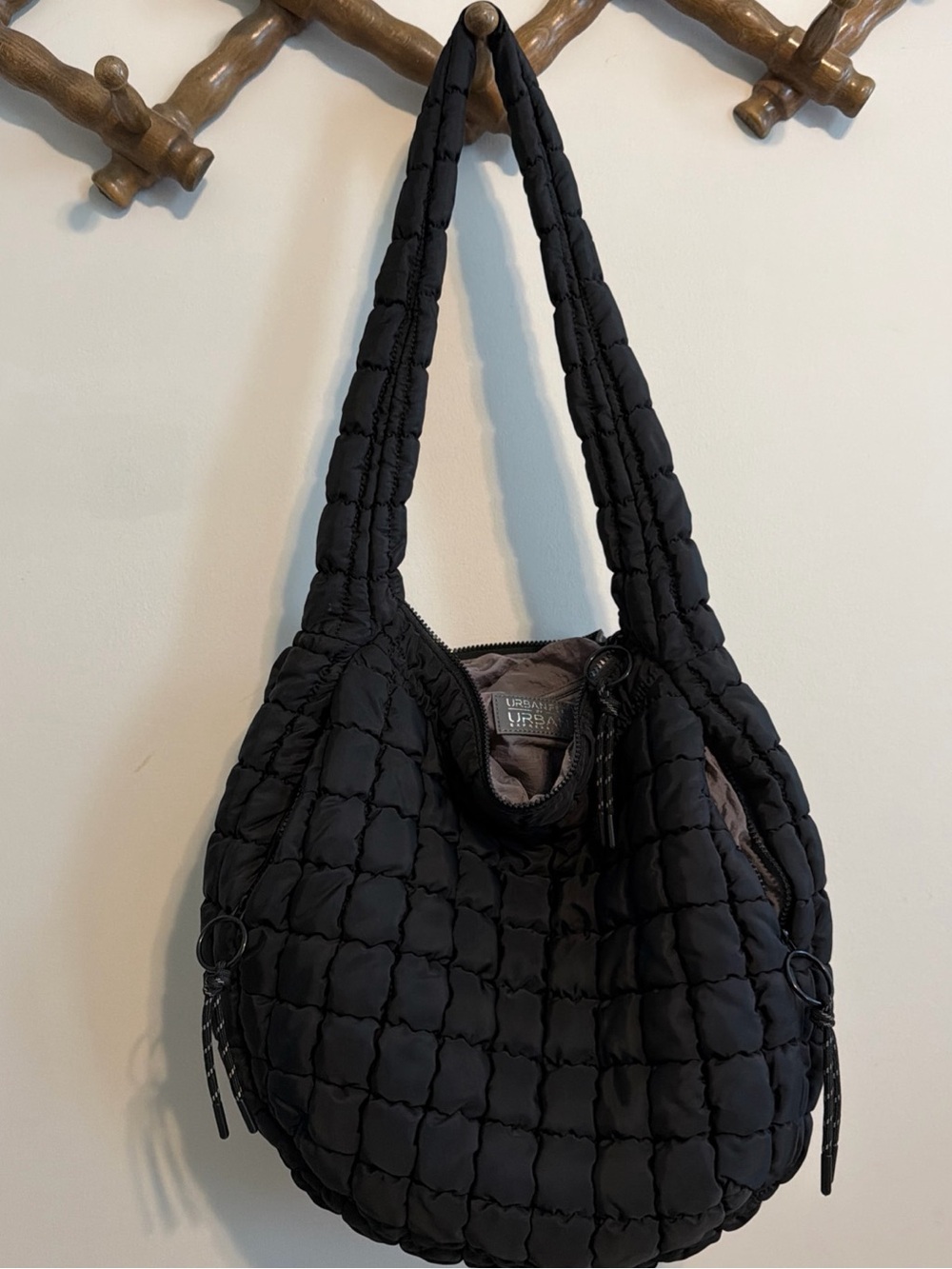 Urban Expressions Quilted Black Hobo Shoulder Bag